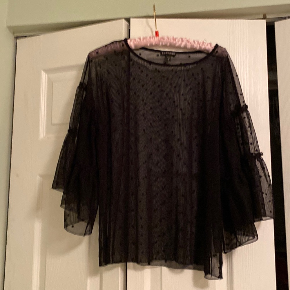 Express black polka dot blouse